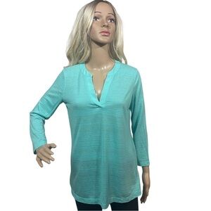 TALBOTS light green V-neck long sleeve top